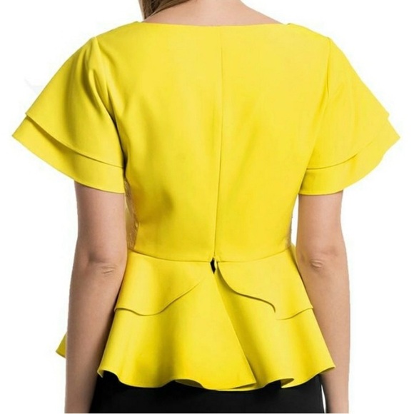 🔥NWT GRACIA PEPLUM TOP NEON YELLOW TOP🔥🔥 - Picture 3 of 9